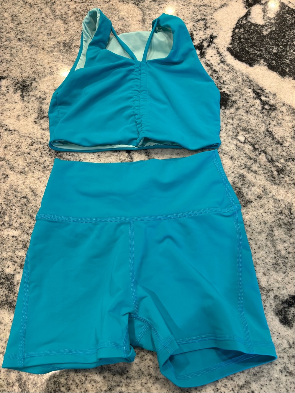 Kids Teal Dance Set - Crop Top and Shorts